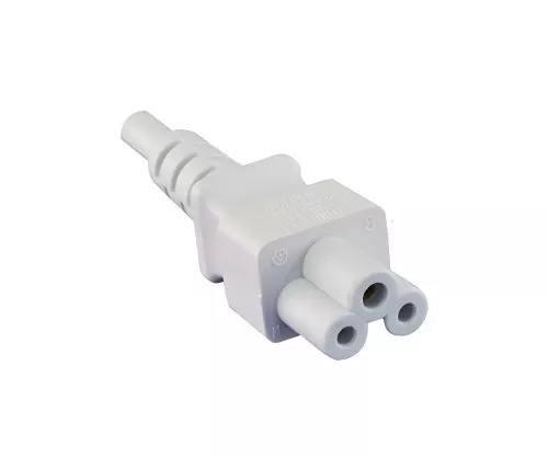 Power cord Europe CEE 7/7 to C5, 0.75mm², CEE 7/7/IEC 60320 to C5, VDE, white, length 1.80m, DINIC Box